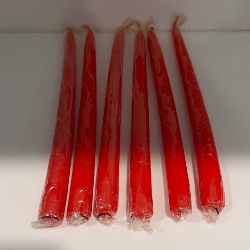 VINTAGE NOS Red Taper Candles - Set of 6